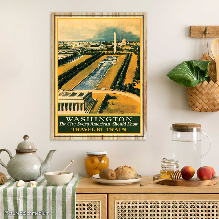 Washington D.C., Travel By Train Vintage Travel Poster