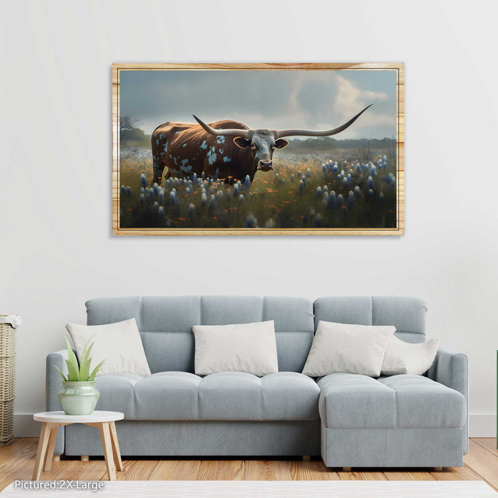 Longhorn in Blue Bonnets (Map Sizing)