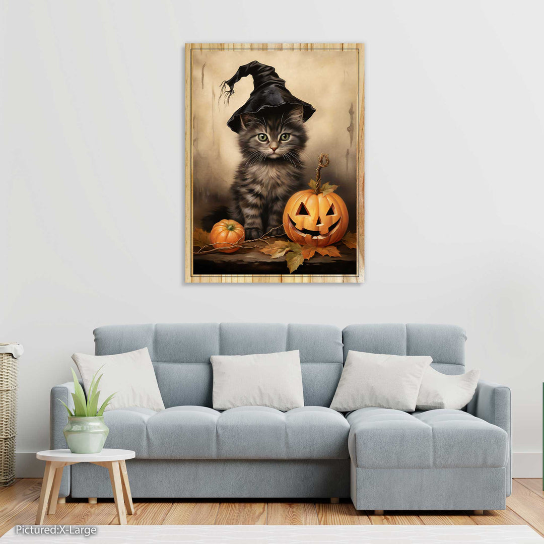 Storybook Cat and Pumpkin