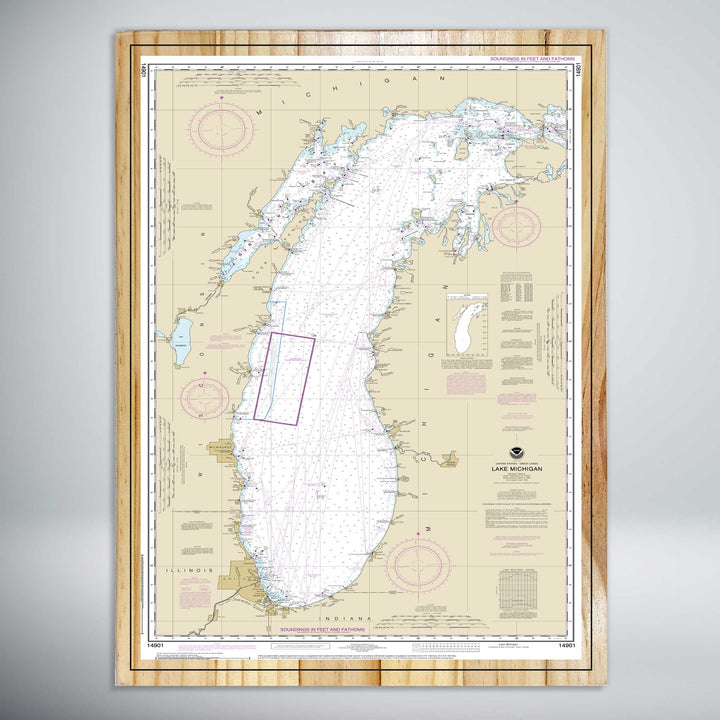 FP0151 - Lake Michigan Printed Nautical Map (NOAA) (Bronze)