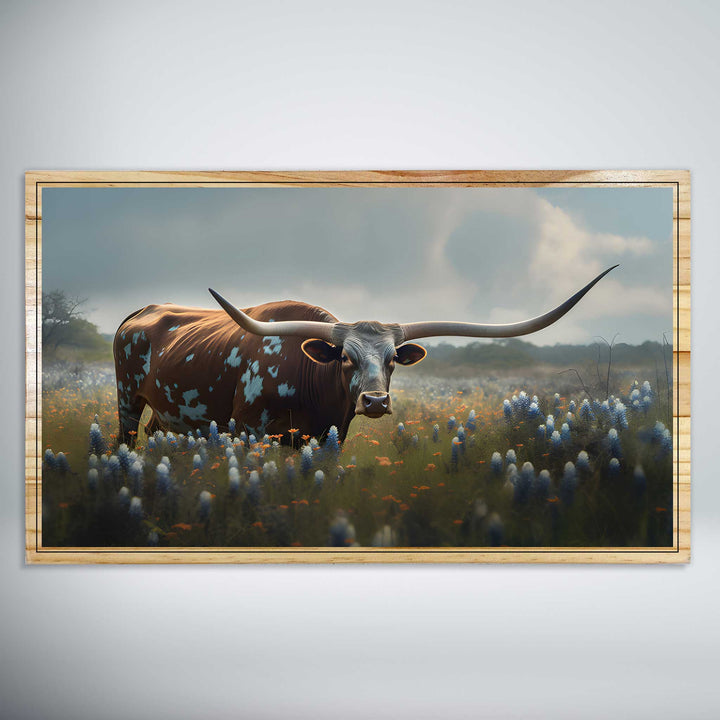 Longhorn in Blue Bonnets (Map Sizing)