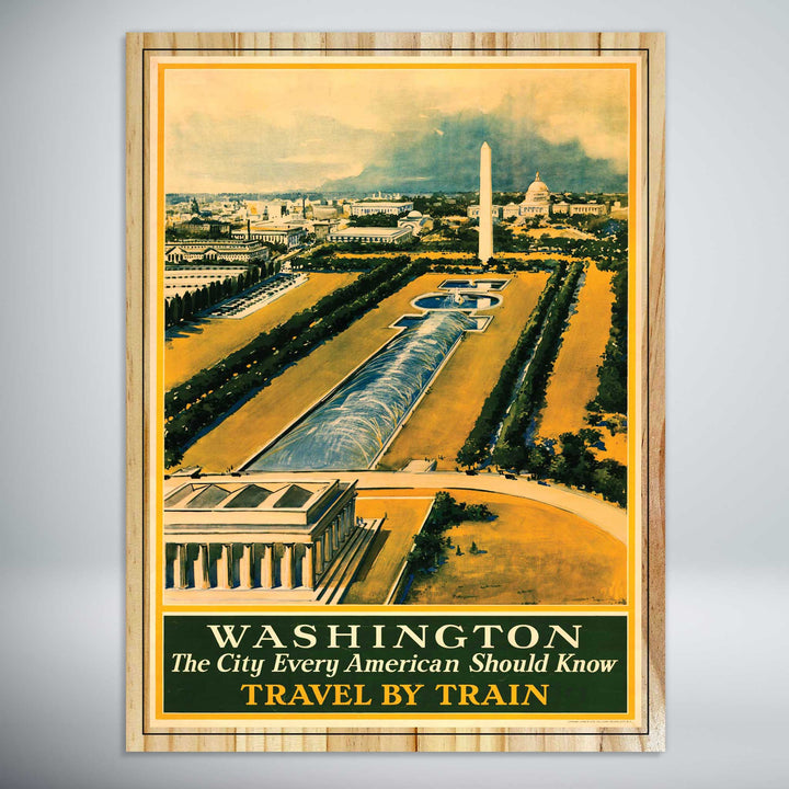 Washington D.C., Travel By Train Vintage Travel Poster