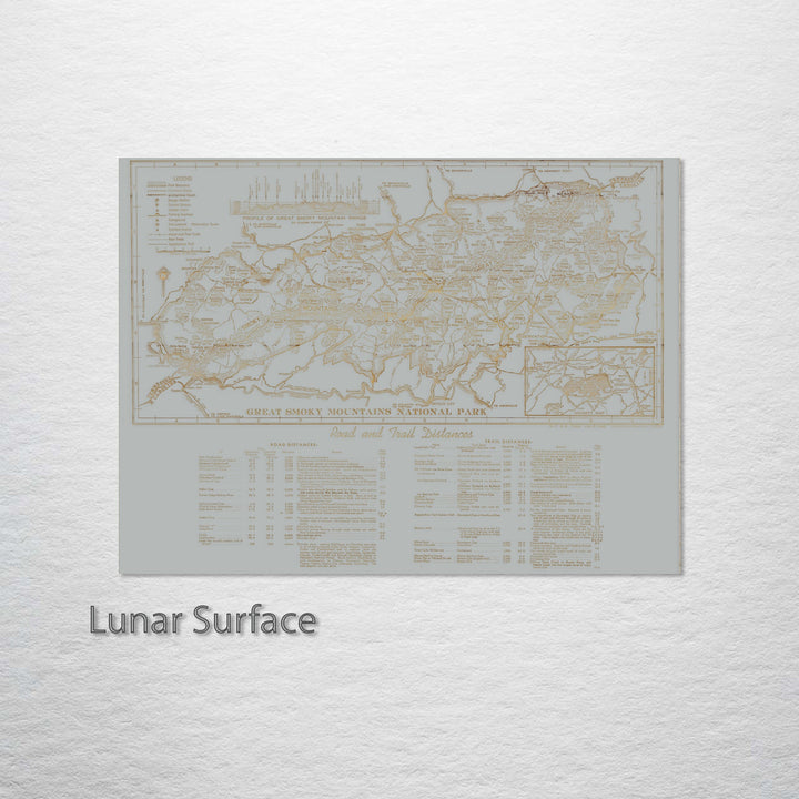 Great Smoky Mountains Road & Trail Distances 1940 Engraved Patent (Gold)