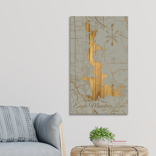 Eagle Mountain Lake, Texas Engraved Map (Standard)