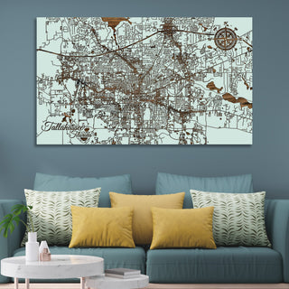 Tallahassee, Florida Engraved Street Map (Silver)