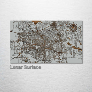 Tallahassee, Florida Engraved Street Map (Silver)