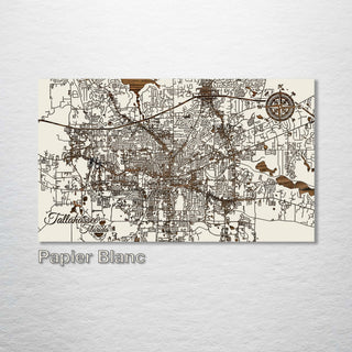 Tallahassee, Florida Engraved Street Map (Silver)