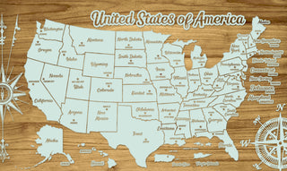 Exclusive - GG US Engraved Wood Wall Map