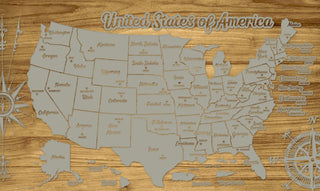 Exclusive - GG US Engraved Wood Wall Map