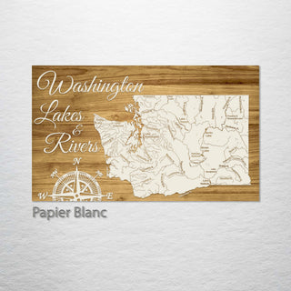 Washington Lakes & Rivers Engraved Map (Bronze)
