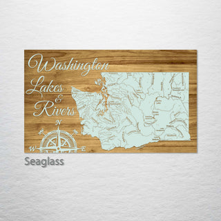 Washington Lakes & Rivers Engraved Map (Bronze)