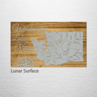 Washington Lakes & Rivers Engraved Map (Bronze)