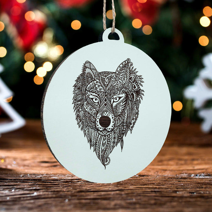 Geometric Wolf Ornament