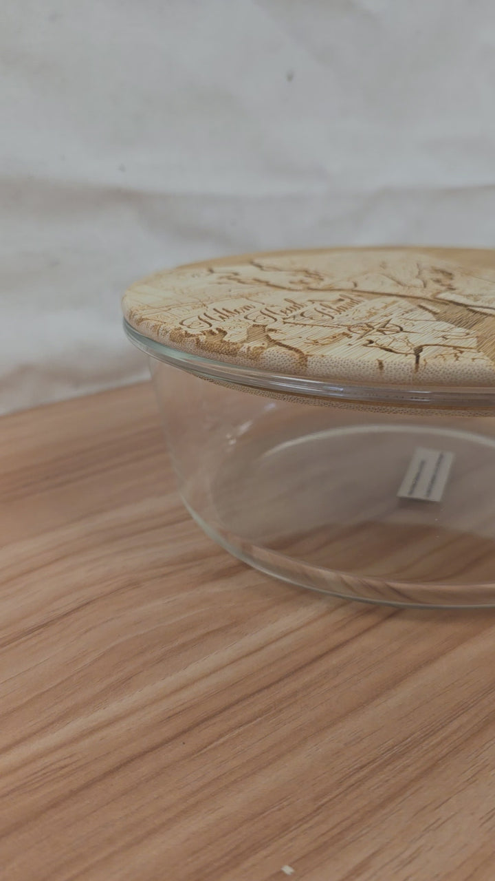 Custom Round Bamboo/Glass Containers