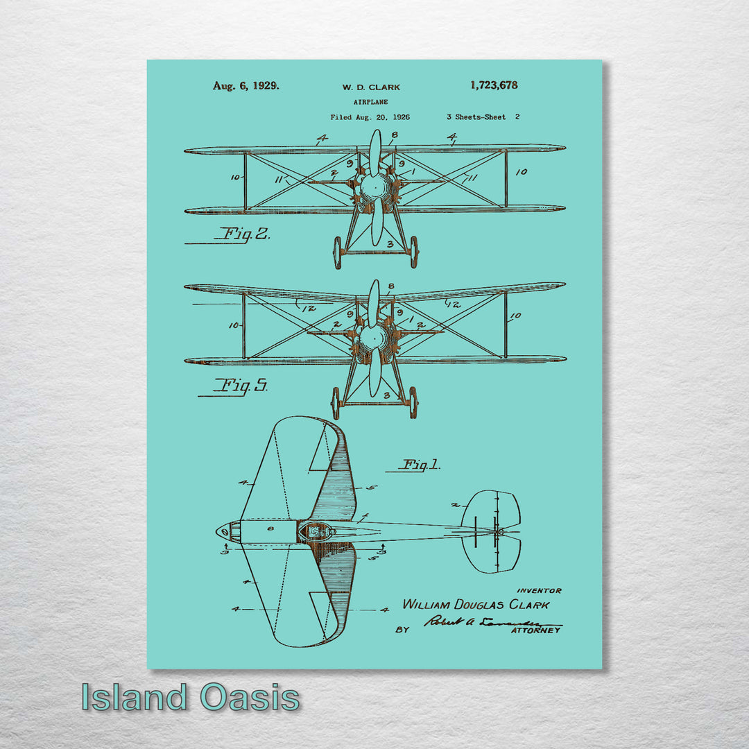 Airplane US Patent from 1929 - Fire & Pine