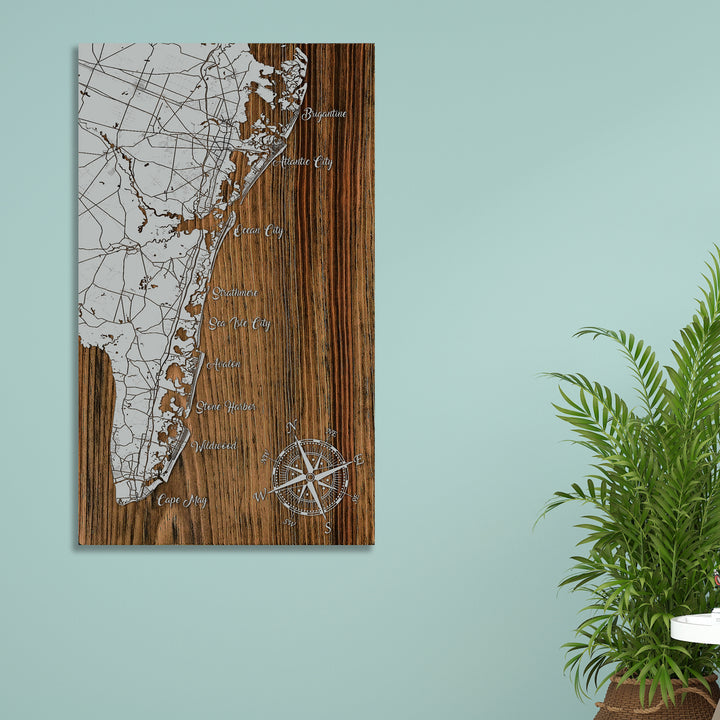 Atlantic City, NJ to Cape May, NJ Whimsical Map - Fire & Pine