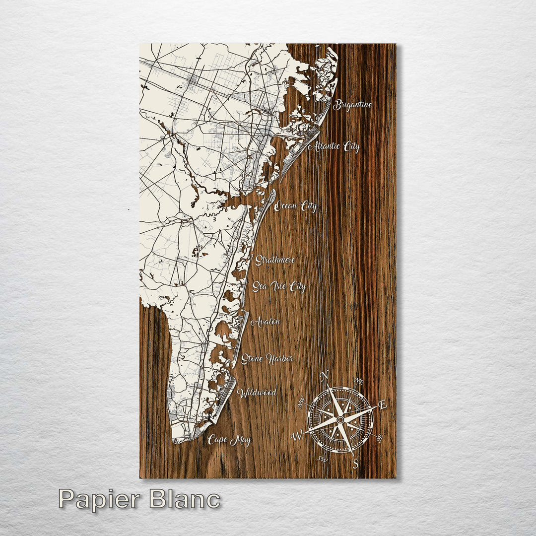 Atlantic City, NJ to Cape May, NJ Whimsical Map - Fire & Pine