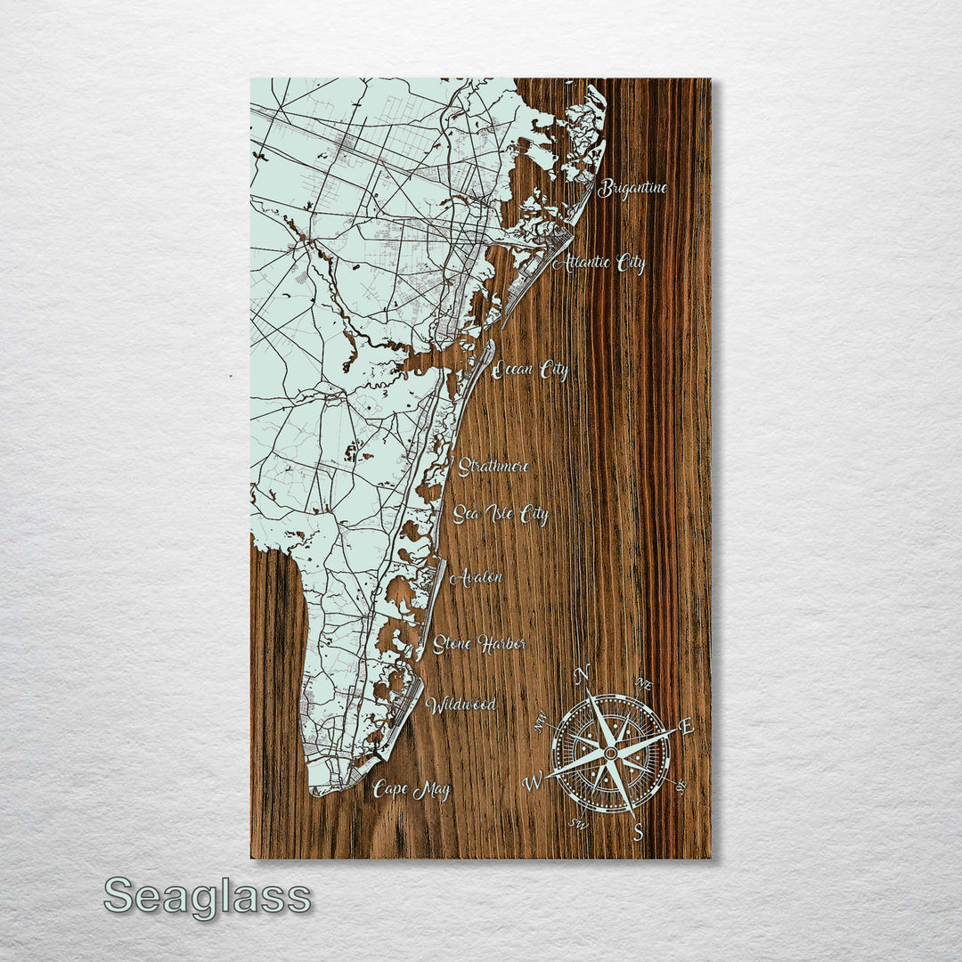 Atlantic City, NJ to Cape May, NJ Whimsical Map - Fire & Pine