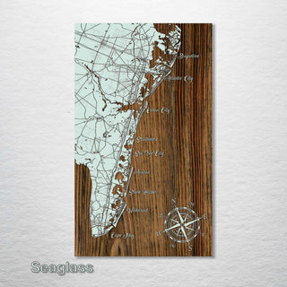 Atlantic City, NJ to Cape May, NJ Whimsical Map - Fire & Pine