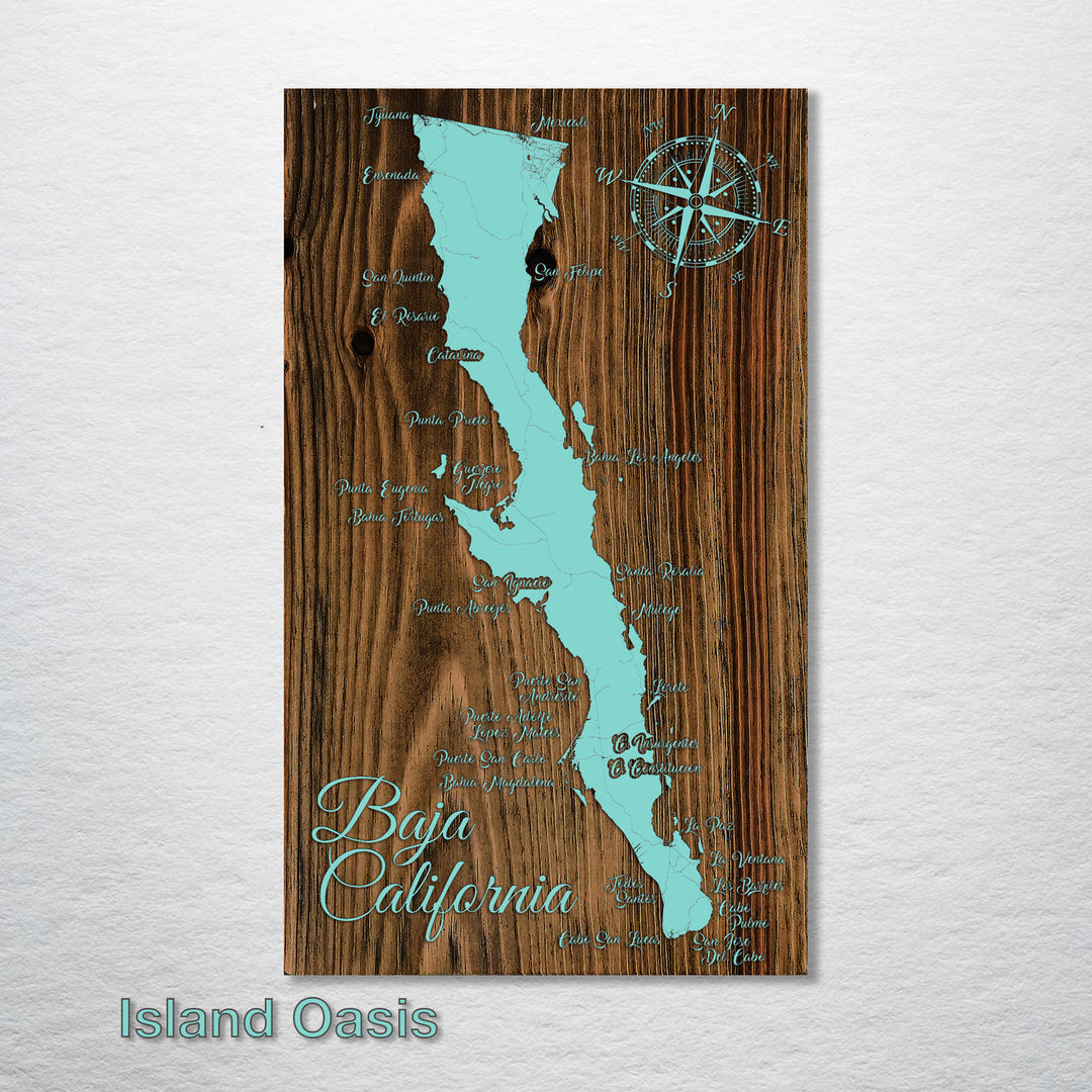 Baja California, Mexico Whimsical Map - Fire & Pine