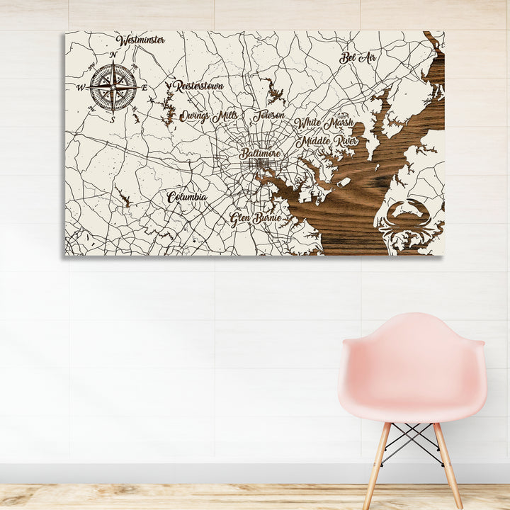 Baltimore, Maryland Whimsical Map - Fire & Pine