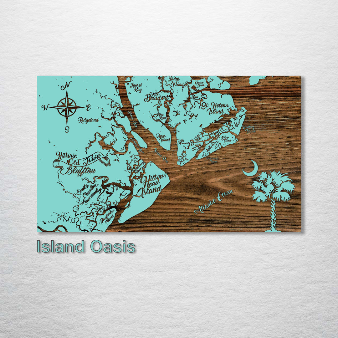 Beaufort County, South Carolina Whimsical Map - Fire & Pine