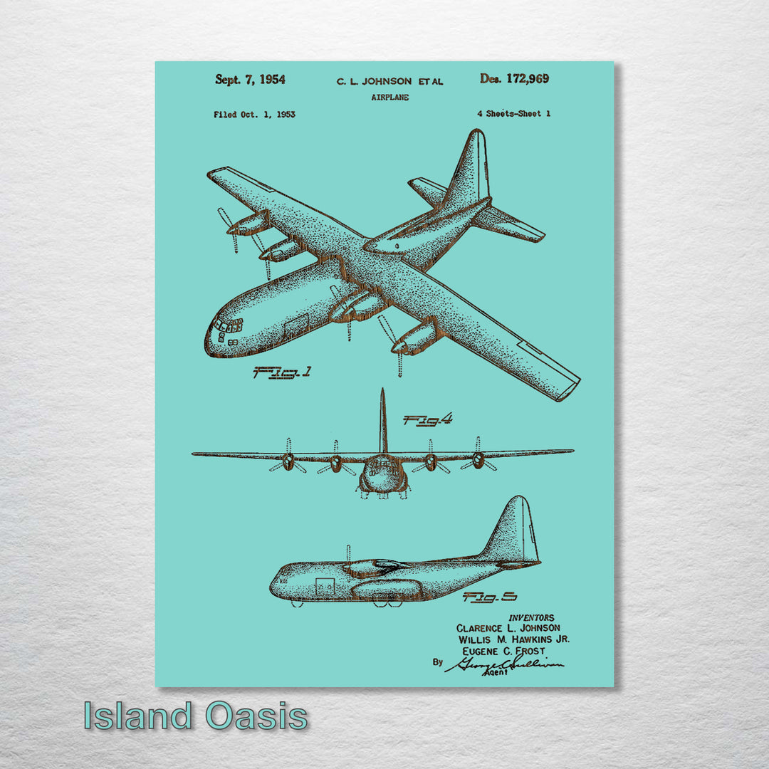 C130 Airplane US Patent - Fire & Pine