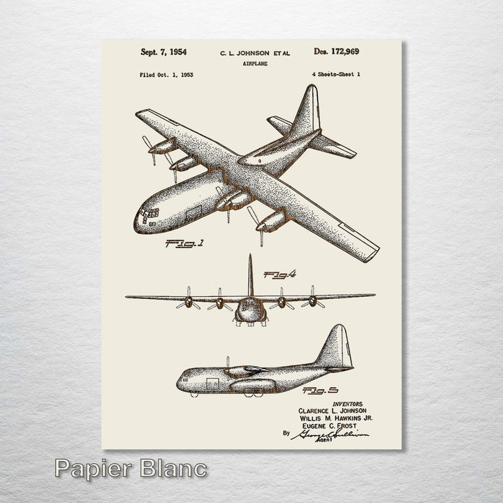 C130 Airplane US Patent - Fire & Pine