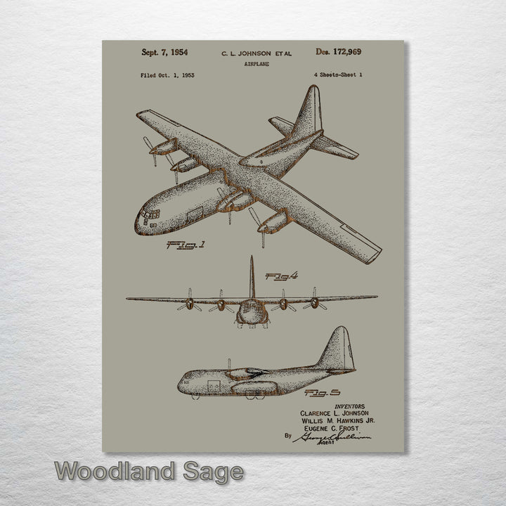 C130 Airplane US Patent - Fire & Pine