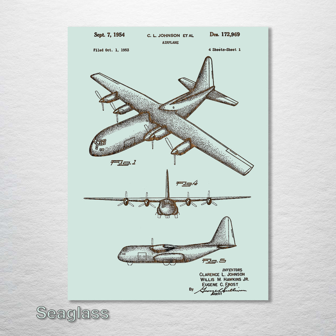 C130 Airplane US Patent - Fire & Pine