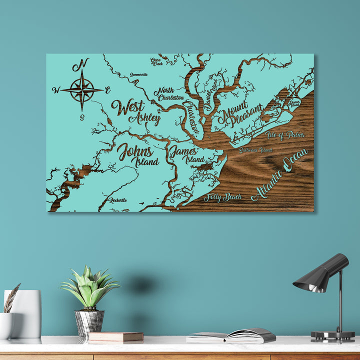 Charleston, South Carolina Whimsical Map - Fire & Pine