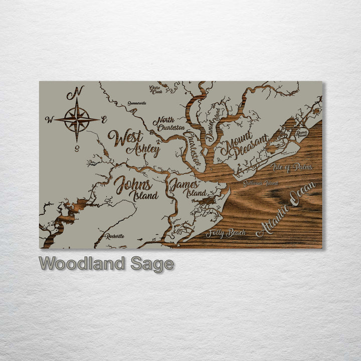 Charleston, South Carolina Whimsical Map - Fire & Pine