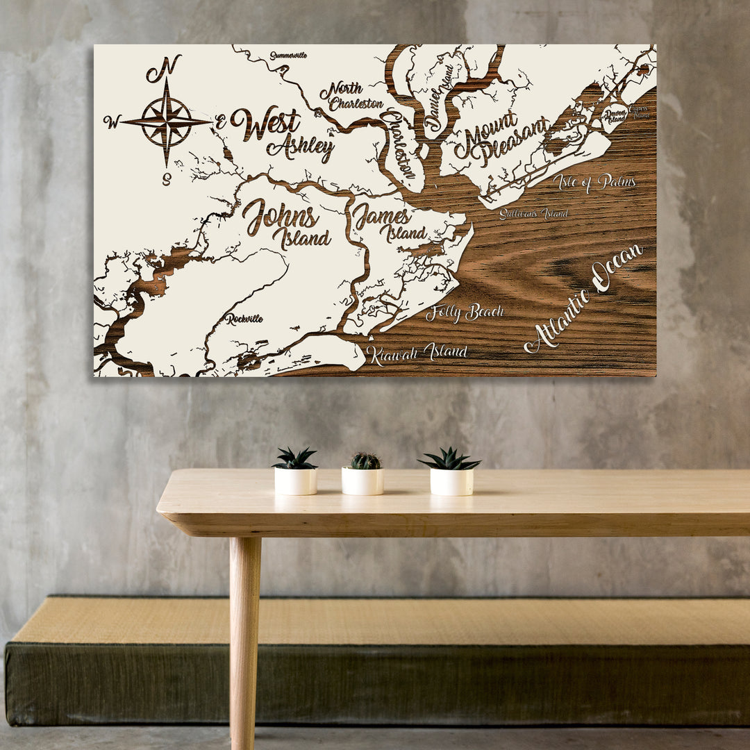 Charleston to Kiawah, South Carolina Whimsical Map - Fire & Pine