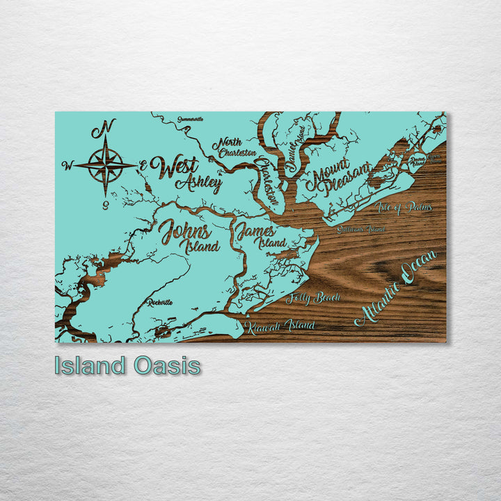 Charleston to Kiawah, South Carolina Whimsical Map - Fire & Pine