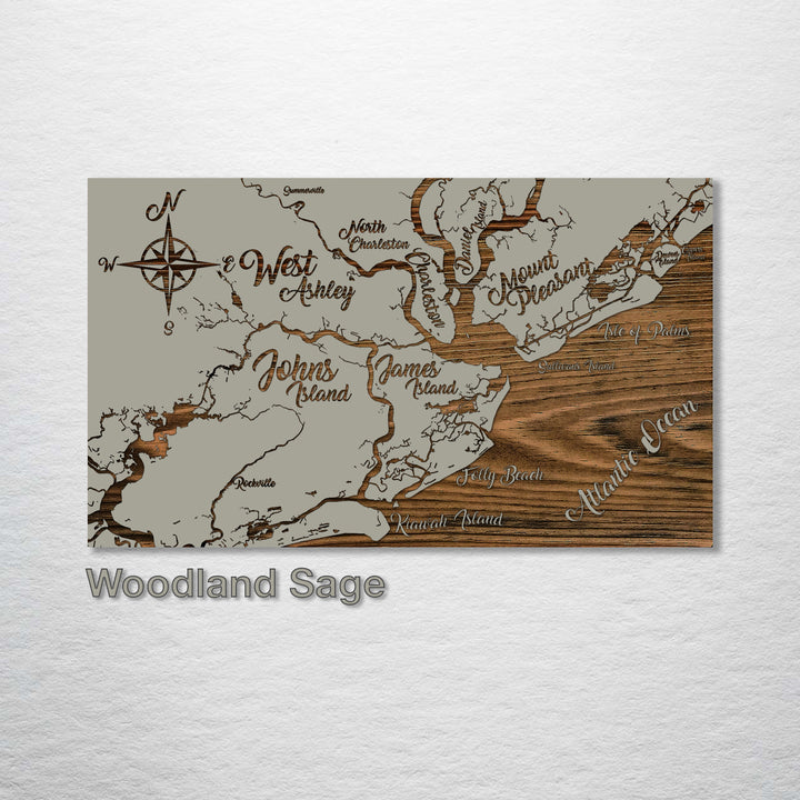 Charleston to Kiawah, South Carolina Whimsical Map - Fire & Pine