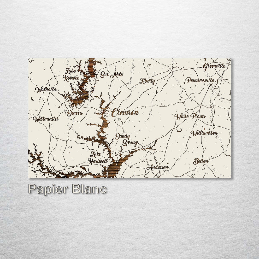 Clemson, South Carolina Whimsical Map - Fire & Pine