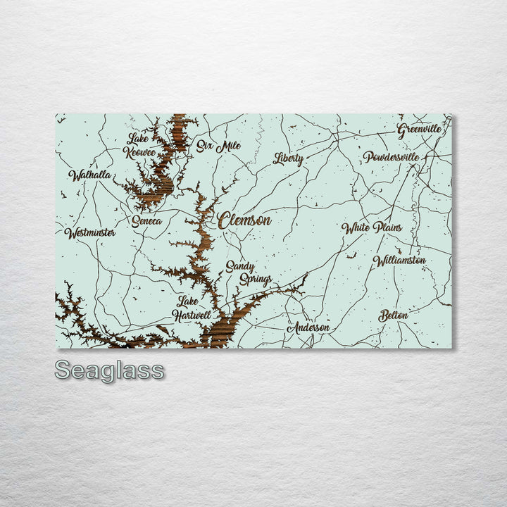 Clemson, South Carolina Whimsical Map - Fire & Pine