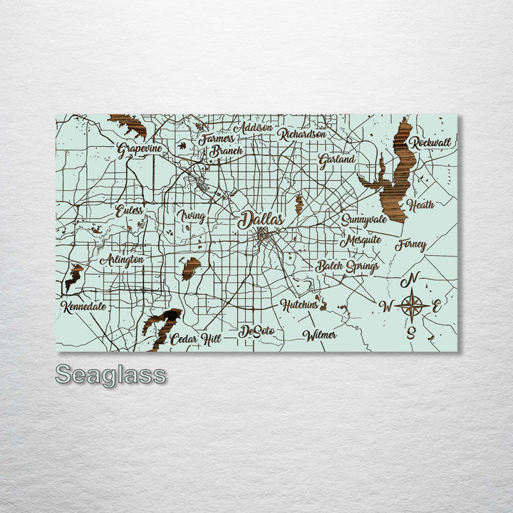 Dallas, Texas Whimsical Map - Fire & Pine