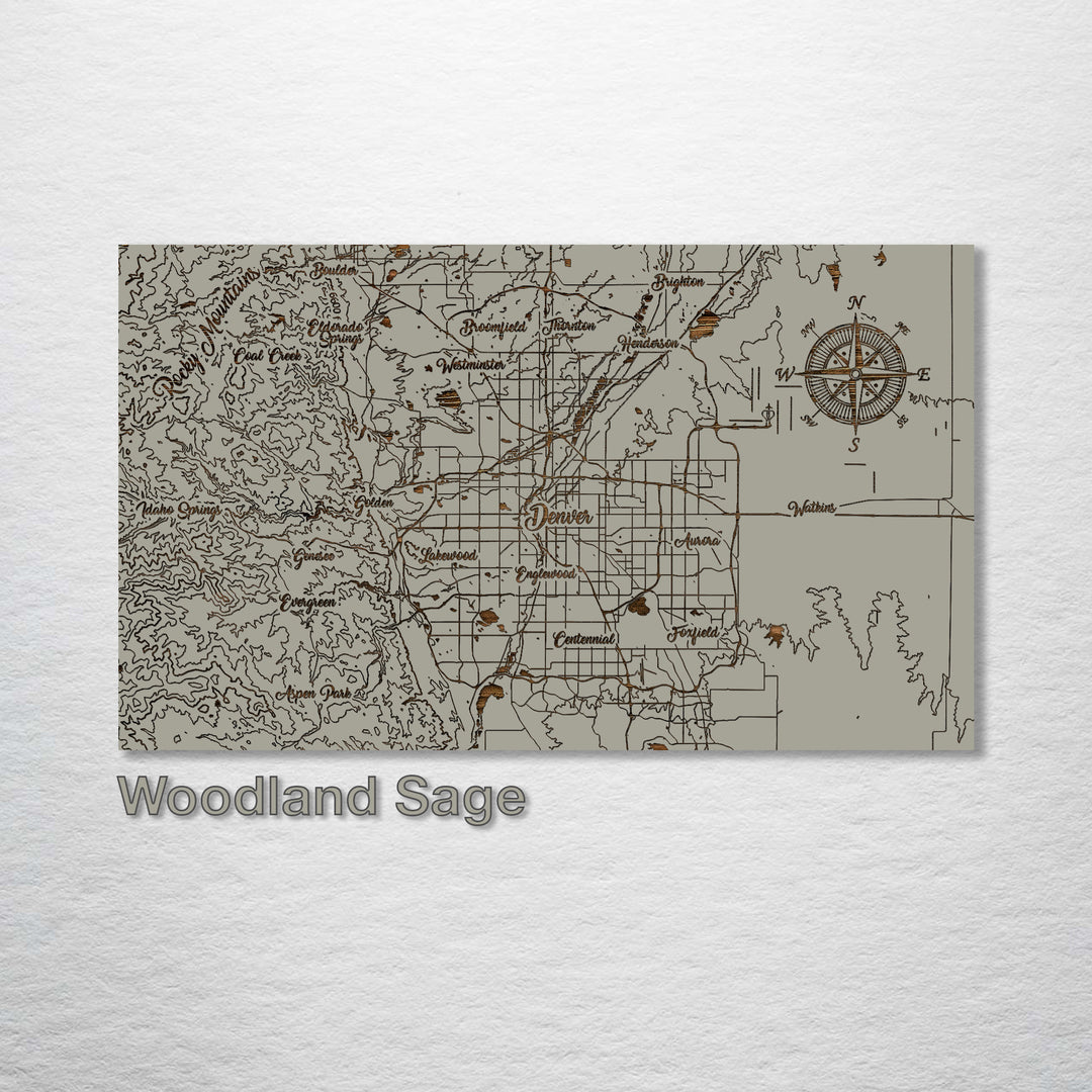 Denver, Colorado Whimsical Map - Fire & Pine