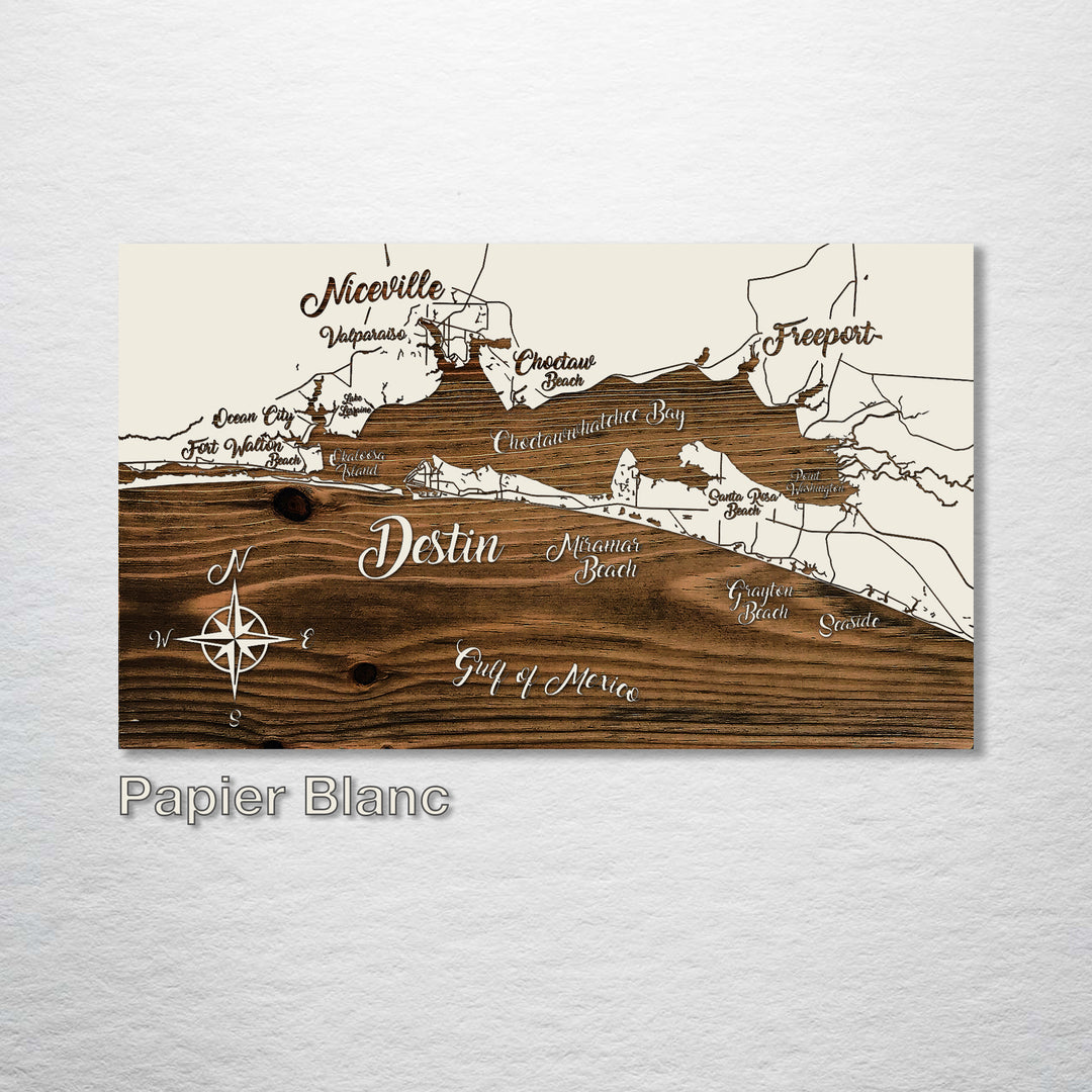 Destin, Florida Whimsical Map - Fire & Pine