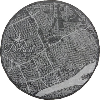 Detroit, Michigan Round Slate Coaster