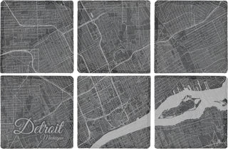 Detroit, Michigan Square Slate Coaster