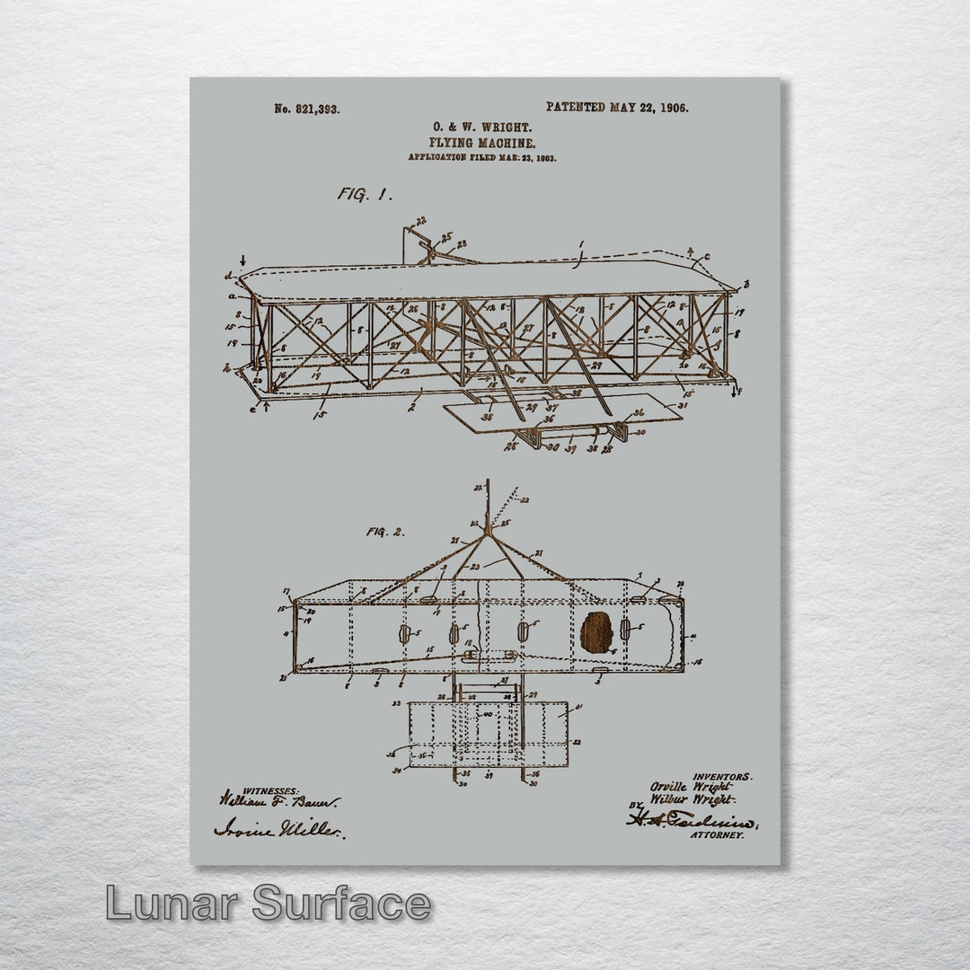 Wright Brother's Flying Machine US Patent - Fire & Pine