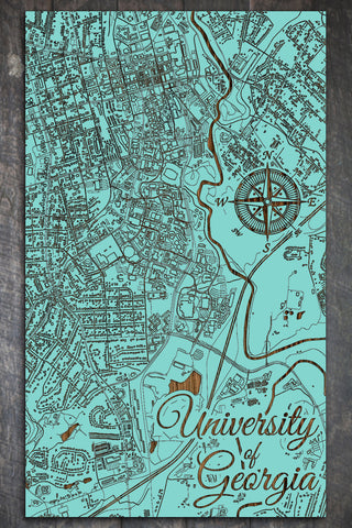 Exclusive - University of Georgia Engraved Wood Wall Map
