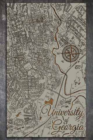 Exclusive - University of Georgia Engraved Wood Wall Map
