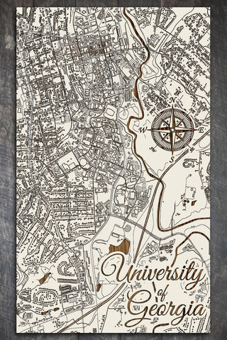 Exclusive - University of Georgia Engraved Wood Wall Map