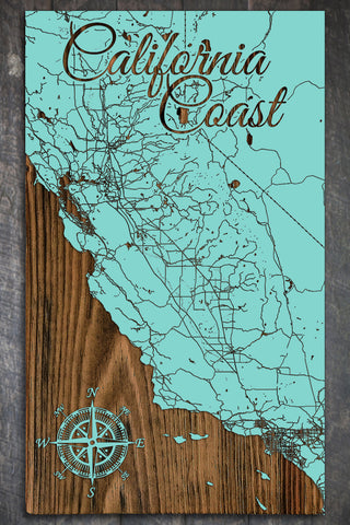 Exclusive - Get Gifty Cali Coast Engraved Wood Wall Map