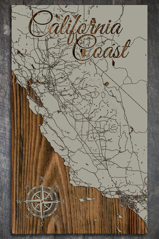 Exclusive - Get Gifty Cali Coast Engraved Wood Wall Map