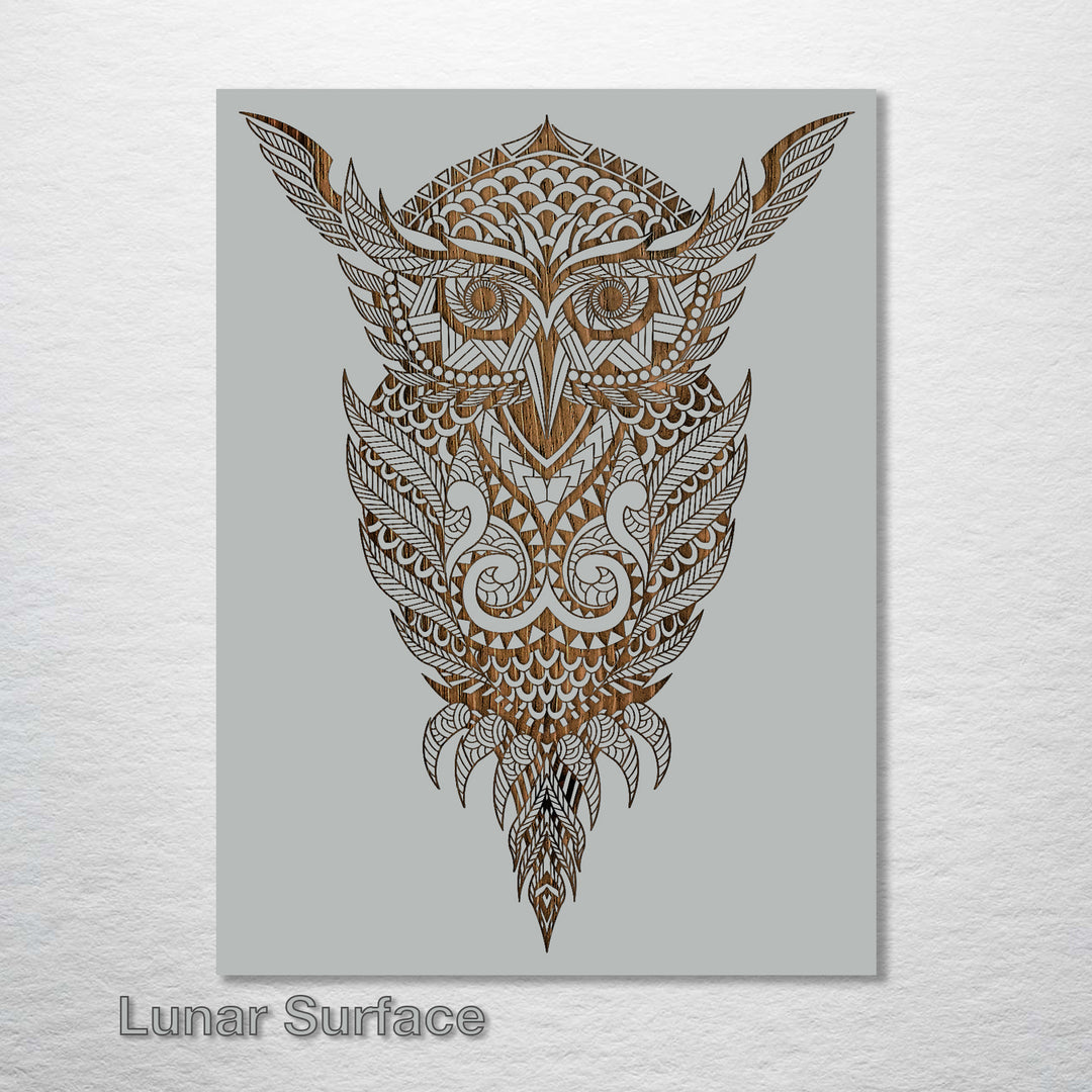 Geometric Owl Abstract - Fire & Pine