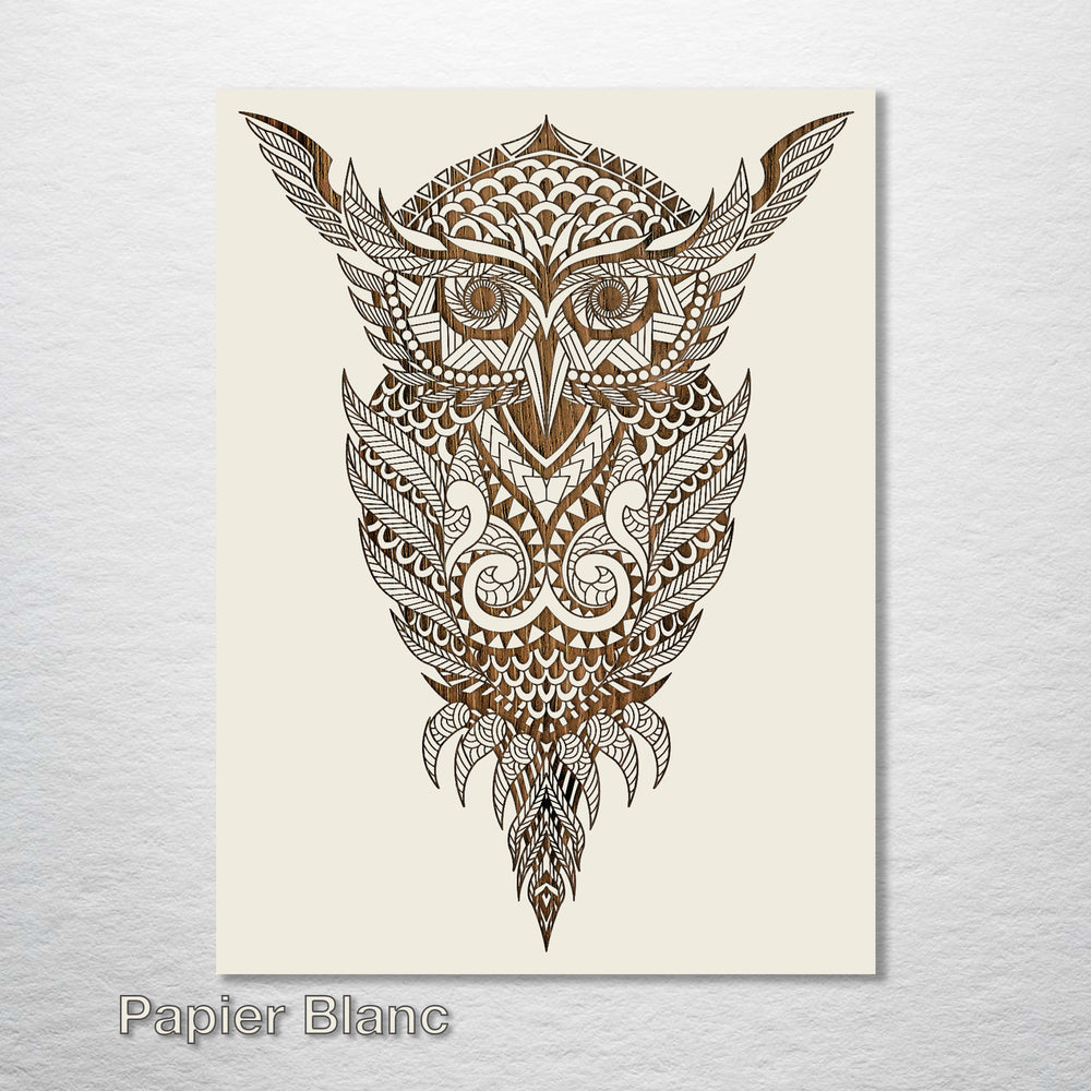 Geometric Owl Abstract - Fire & Pine